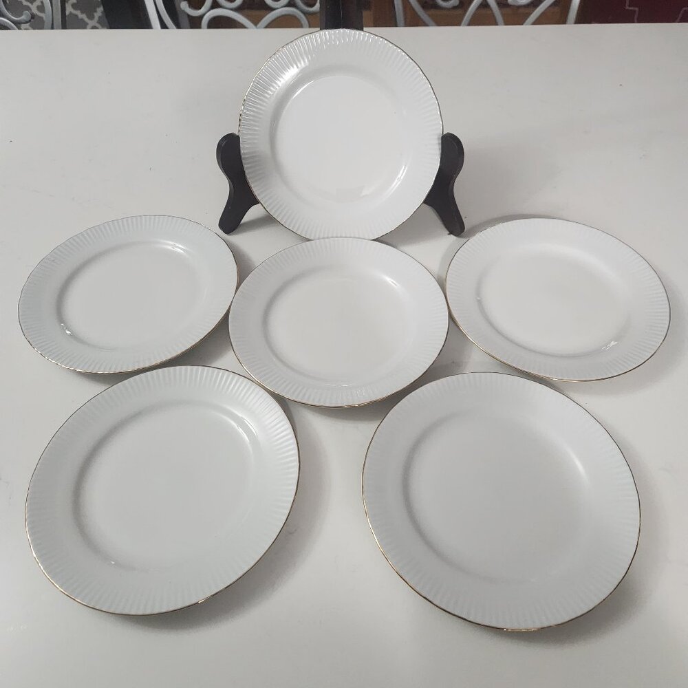 Set 6 JLMENAU GRAF VON HENNEBERG PORZELLAN 7.5" Lunch Plates 1777 China Vtg